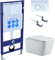 Комплект Унитаз подвесной AQUATEK Либра New AQ0530N-00 безободковый, с микролифтом + Инсталляция Standard INS-0000012 + Комплект креплений KKI-0000002 + Кнопка KDI-0000015 белая