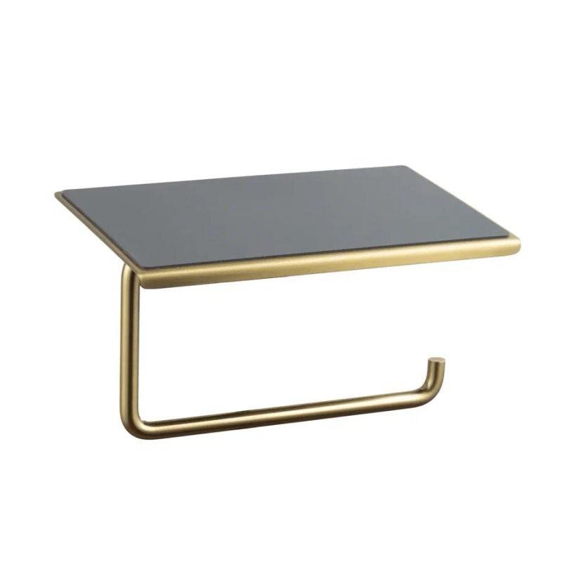 Держатель для туалетной бумаги с полочкой Shevanik SZ15G, золотой сатин