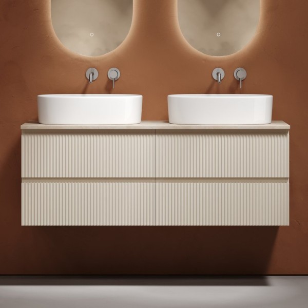 Тумба с раковиной Sancos Snob R 140 beige soft, столешница бежевая TT140A2, раковина CN6075