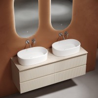 Тумба с раковиной Sancos Snob R 140 beige soft, столешница бежевая TT140A2, раковина CN6075