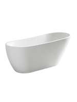 Акриловая ванна Abber AB9501 170x80 см, отдельностоящая, белая, овальная, с каркасом, со сливом-переливом