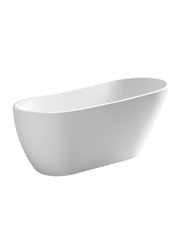Акриловая ванна Abber AB9501 170x80 см, отдельностоящая, белая, овальная, с каркасом, со сливом-переливом