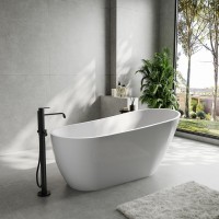 Акриловая ванна Abber AB9501 170x80 см, отдельностоящая, белая, овальная, с каркасом, со сливом-переливом