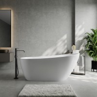 Акриловая ванна Abber AB9501 170x80 см, отдельностоящая, белая, овальная, с каркасом, со сливом-переливом