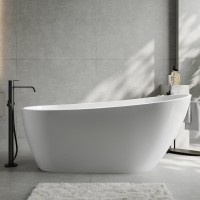 Акриловая ванна Abber AB9501 170x80 см, отдельностоящая, белая, овальная, с каркасом, со сливом-переливом