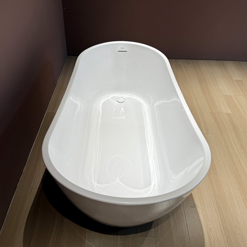 Акриловая ванна Abber AB9501 170x80 см, отдельностоящая, белая, овальная, с каркасом, со сливом-переливом