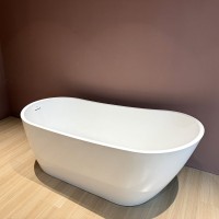 Акриловая ванна Abber AB9501 170x80 см, отдельностоящая, белая, овальная, с каркасом, со сливом-переливом