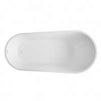 Акриловая ванна Abber AB9501 170x80 см, отдельностоящая, белая, овальная, с каркасом, со сливом-переливом