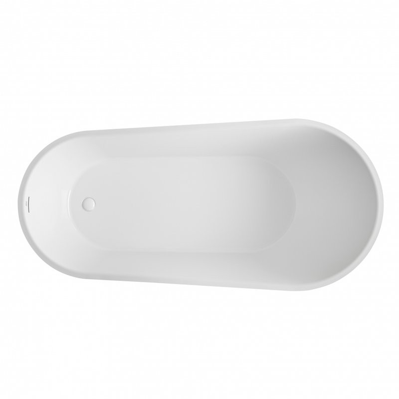 Акриловая ванна Abber AB9501 170x80 см, отдельностоящая, белая, овальная, с каркасом, со сливом-переливом