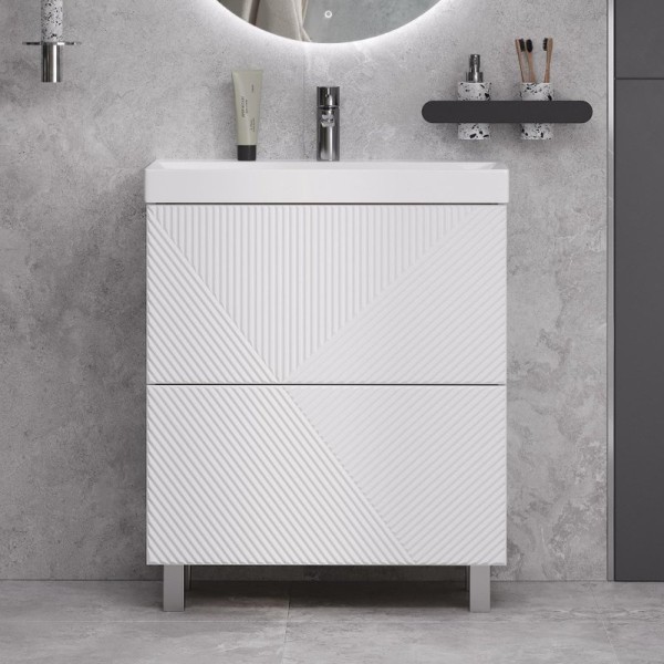 Тумба с раковиной Velvex Edge 70.2Y напольная, белая