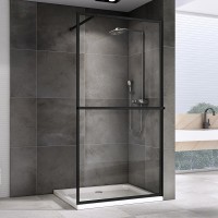 Душевая перегородка Abber Immer Offen AG60120B8 120 см, профиль черный, стекло прозрачное
