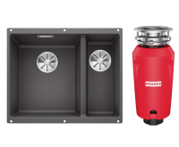 Комплект Мойка Blanco Subline 340/160-U темная скала, левая + Измельчитель Franke