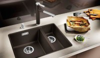 Комплект Мойка Blanco Subline 340/160-U темная скала, левая + Измельчитель Franke