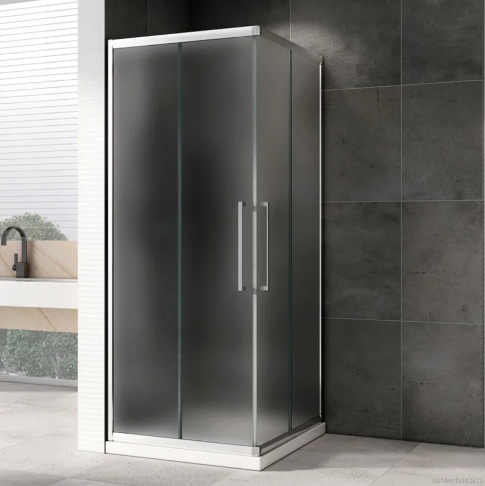 Душевой уголок Abber Schwarzer Diamant AG02100MH 100x100, профиль хром матовый, стекло матовое