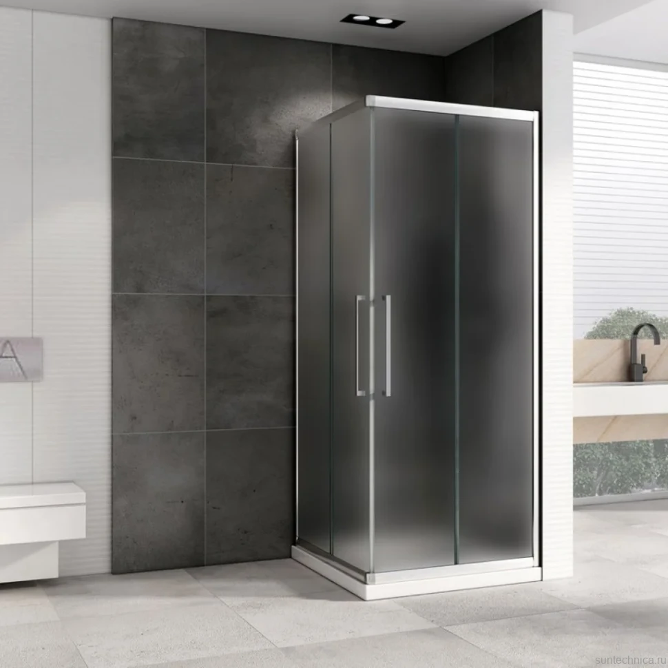 Душевой уголок Abber Schwarzer Diamant AG02100MH 100x100, профиль хром матовый, стекло матовое