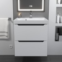 Тумба с раковиной Uperwood Tanos 50 подвесная, белая, графит