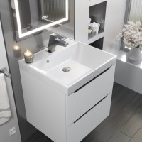 Тумба с раковиной Uperwood Tanos 50 подвесная, белая, графит