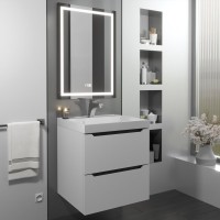 Тумба с раковиной Uperwood Tanos 50 подвесная, белая, графит