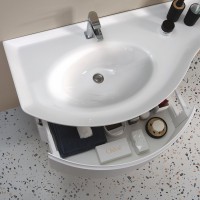 Мебельная раковина Belux Версаль 120-01 накладная, глянцевая белая, полукруглая, искусственный мрамор