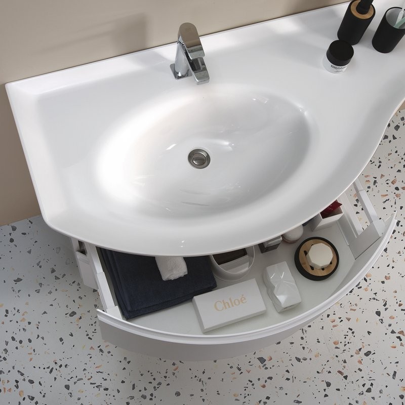 Мебельная раковина Belux Версаль 120-01 накладная, глянцевая белая, полукруглая, искусственный мрамор