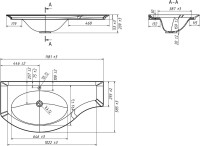 Мебельная раковина Belux Версаль 120-01 накладная, глянцевая белая, полукруглая, искусственный мрамор