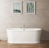 Акриловая ванна BelBagno BB408-1700-800 без опоры 170x80 см, пристенная, белая, овальная, со сливом-переливом