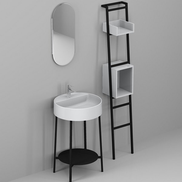 Мебель для ванной комнаты Belux Эвора 53 напольная, черная матовая, белая