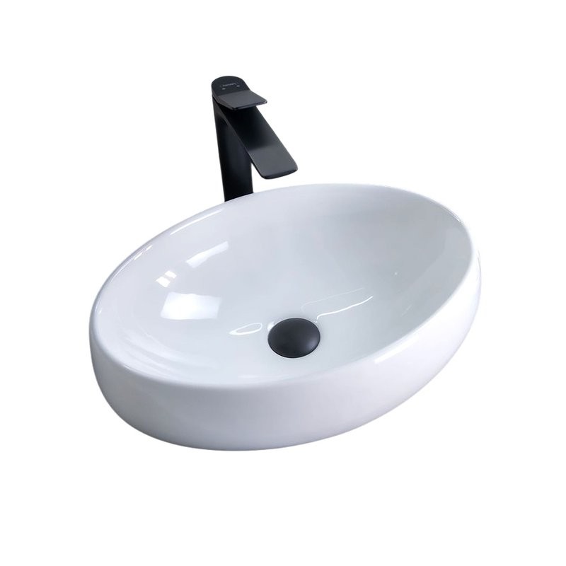 Накладная раковина GID Lago N9030b 48 глянцевая белая, овальная, фаянс