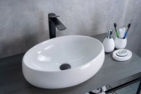 Накладная раковина GID Lago N9030b 48 глянцевая белая, овальная, фаянс