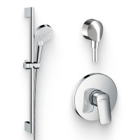 Душевой комплект Смеситель Hansgrohe Logis 71666000 + Гарнитур Crometta 26532400 + Подключение FixFit 27454000