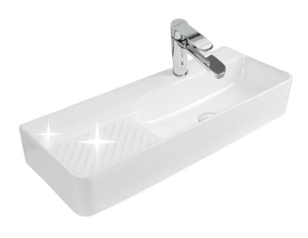 Накладная раковина Aquanet Comfort 326055 80 глянцевая белая, прямоугольная, искусственный камень, со столешницей, с 1 отверстием под смеситель