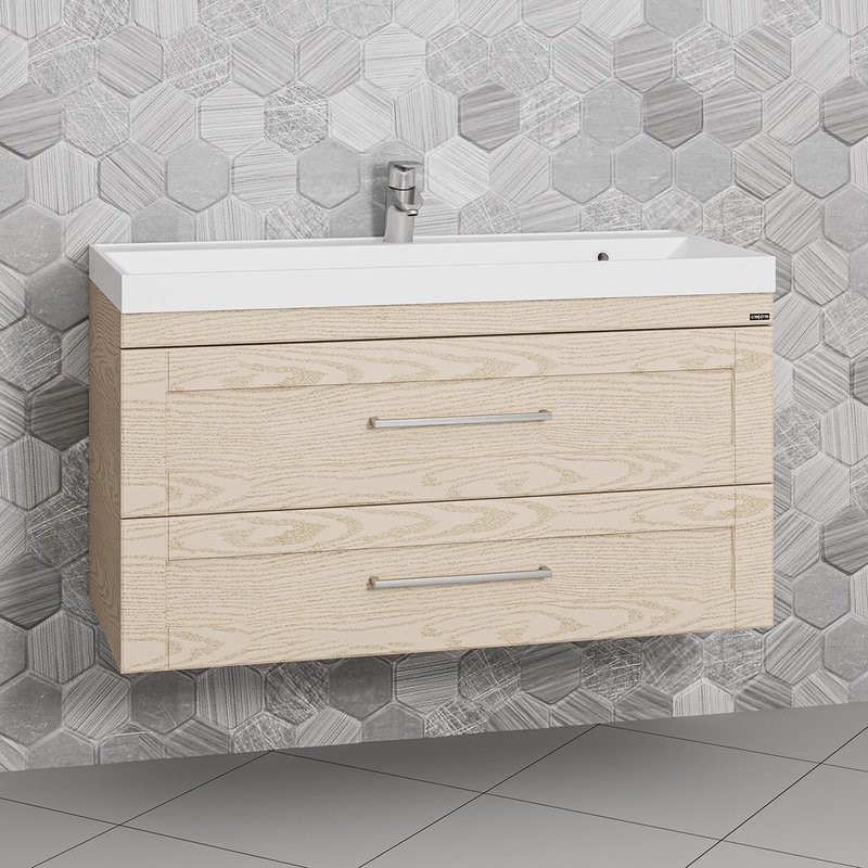 Тумба с раковиной СаНта Венера 100 подвесная, дуб бежевый