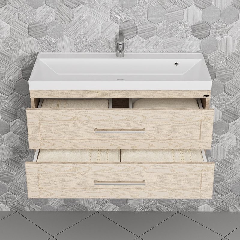 Тумба с раковиной СаНта Венера 100 подвесная, дуб бежевый