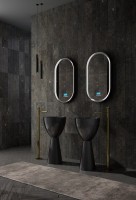 Раковина напольная Abber Karbon AK2003 45 матовая черная, круглая, моноблок