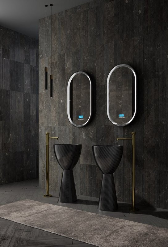 Раковина напольная Abber Karbon AK2003 45 матовая черная, круглая, моноблок