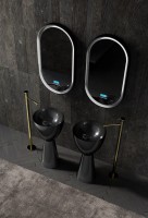 Раковина напольная Abber Karbon AK2003 45 матовая черная, круглая, моноблок