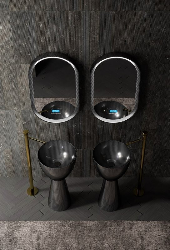 Раковина напольная Abber Karbon AK2003 45 матовая черная, круглая, моноблок