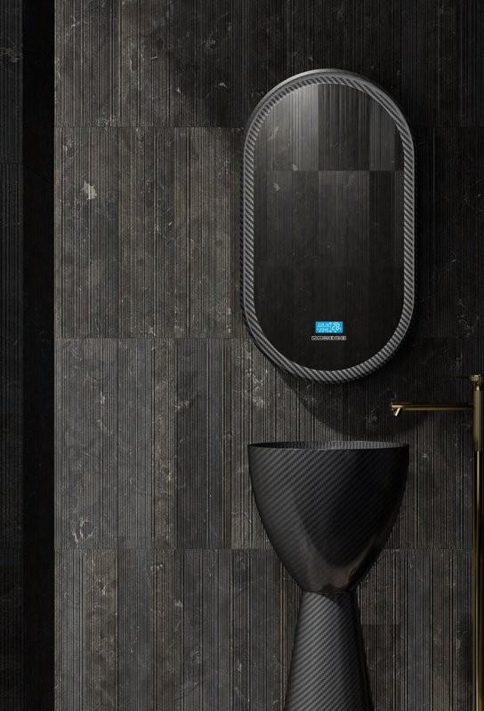 Раковина напольная Abber Karbon AK2003 45 матовая черная, круглая, моноблок