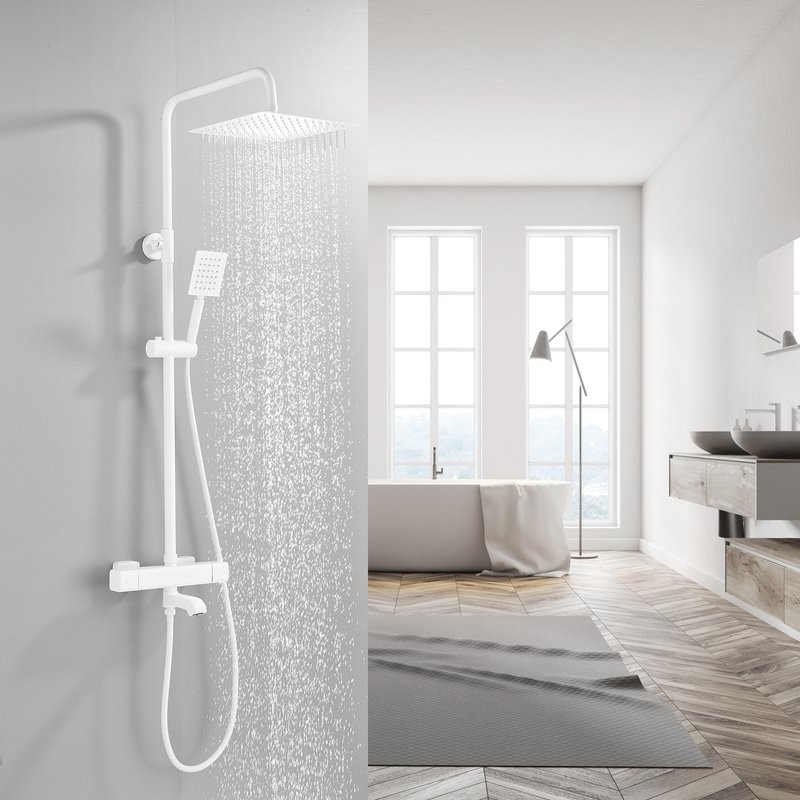 Душевая стойка Shevanik S3096C с термостатом, белый