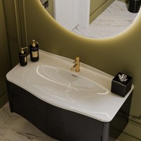 Мебельная раковина Belux Анжело 112 накладная, матовая белая, прямоугольная, искусственный мрамор