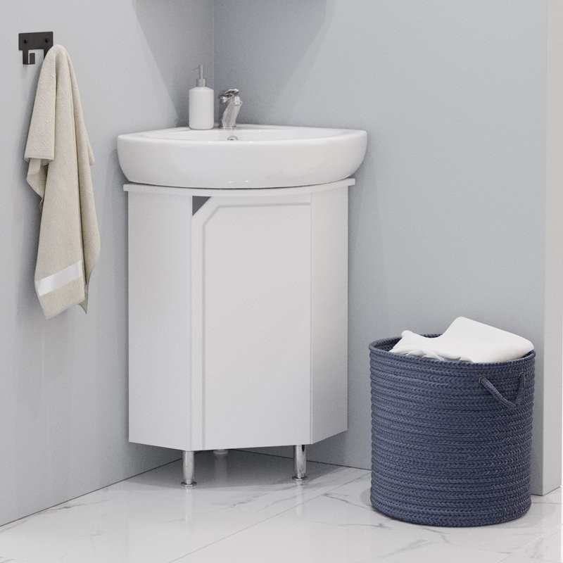 Тумба с раковиной Corozo Сириус 40 угловая, напольная, белая