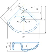 Тумба с раковиной Corozo Сириус 40 угловая, напольная, белая