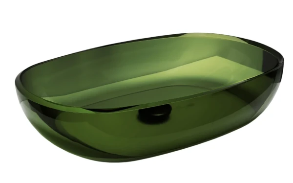 Накладная раковина Abber Kristall AT2805Emerald 60 зеленая, прямоугольная