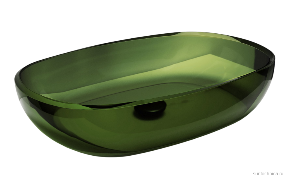 Накладная раковина Abber Kristall AT2805Emerald 60 зеленая, прямоугольная