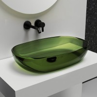 Накладная раковина Abber Kristall AT2805Emerald 60 зеленая, прямоугольная