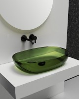 Накладная раковина Abber Kristall AT2805Emerald 60 зеленая, прямоугольная