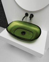 Накладная раковина Abber Kristall AT2805Emerald 60 зеленая, прямоугольная