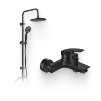 Душевой комплект Смеситель Aquanet Static AF330-20B чёрный матовый + Стойка Passion AF300-70-R-B чёрная матовая