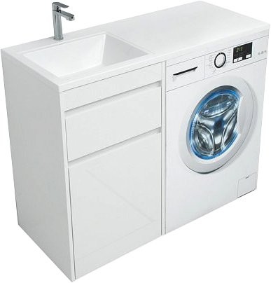 Тумба под раковину Aquanet Токио 48 1 ящик, c бельевой корзиной
