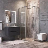 Тумба с раковиной BOND Cube 80 подвесная, серая матовая, белая раковина